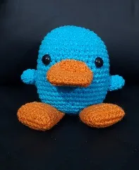 Ornitorrinco azul tejido a crochet